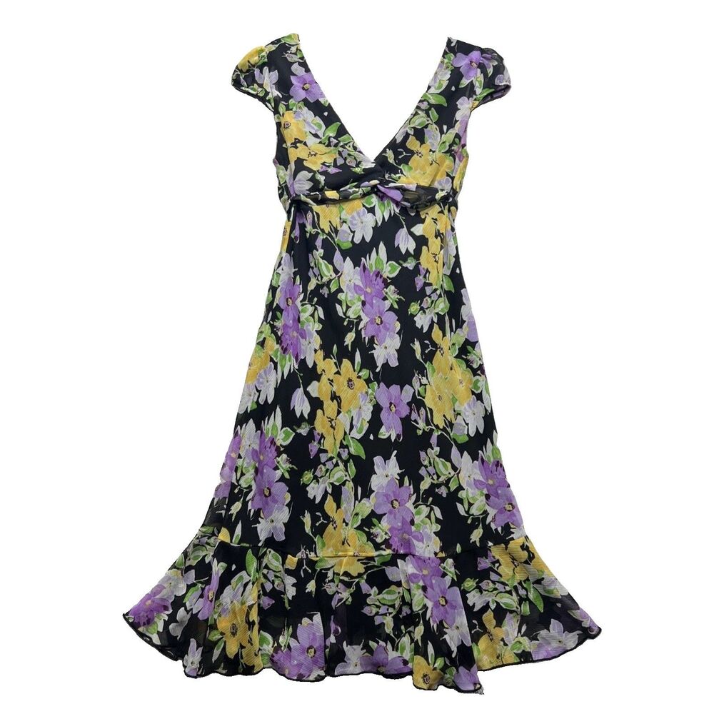 Y2K Speechless Dress Womens Sz 5 Cream Dark Floral Babydoll Fairy Whimsy Sheer